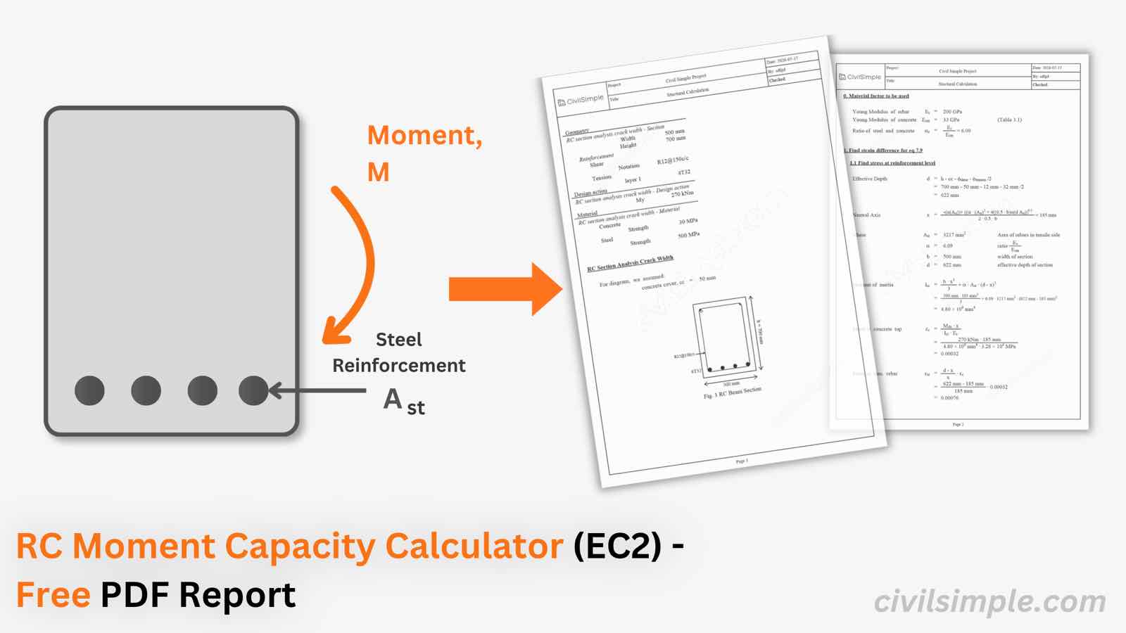 EC2 Moment Capacity Calculator | Free Step-by-Step Professional PDF Report